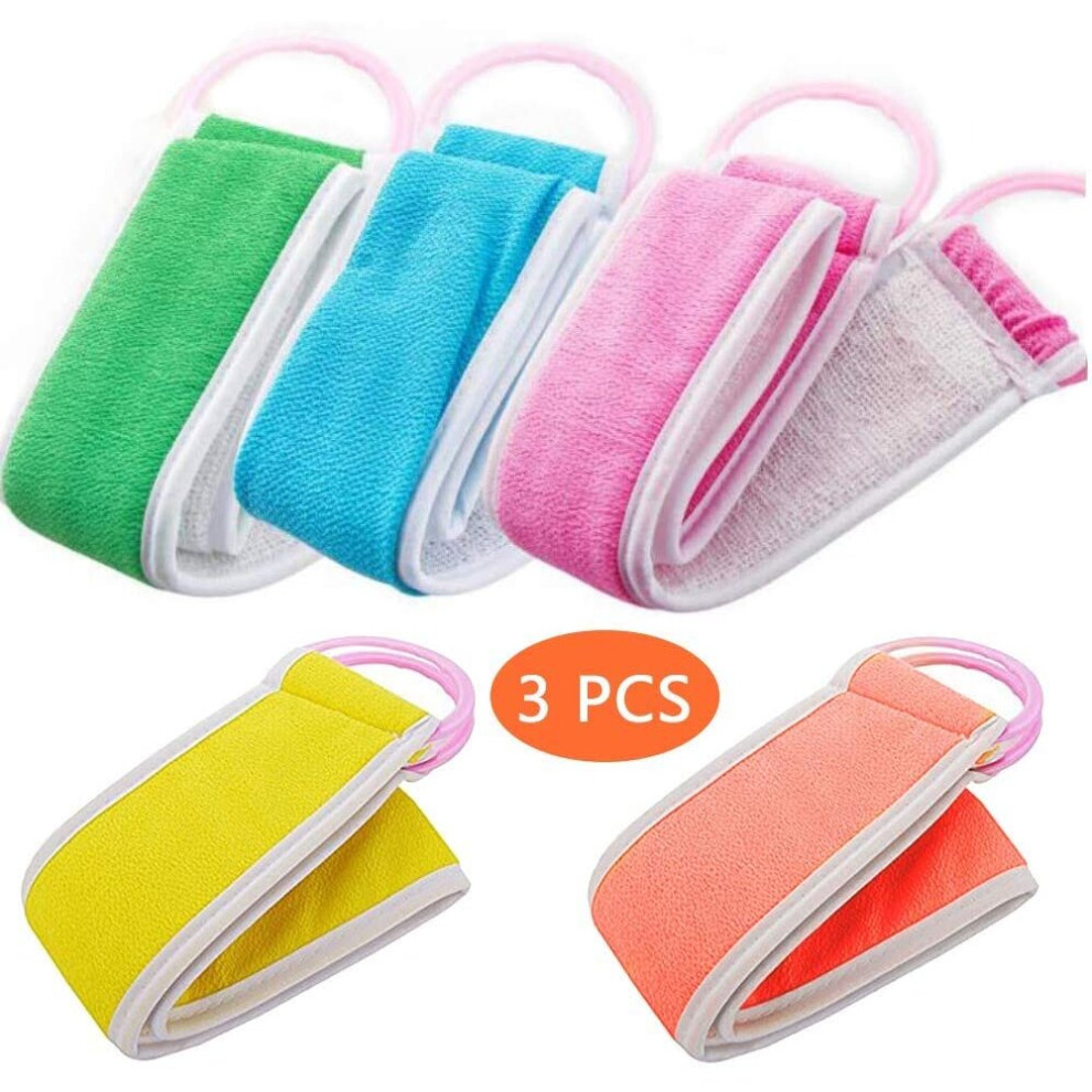 Ungfu Mall 3Pcs Loofahs Exfoliating Loofah Back Scrubber For Shower Double Side Scrubbing Strap Body Bath Sponge