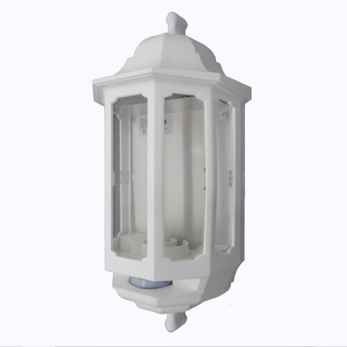 ASD HL/WK060P Half Lantern Wall Light Fitting with PIR Sensor (White)