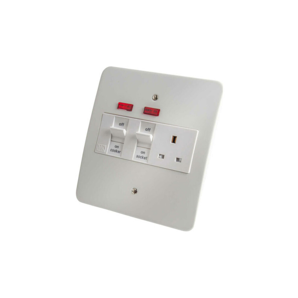 Mk Electric Mk 45A Dp Metal Cooker Control Unit/Neo - Retro-Fit K5011whi, 230/240V, 45A, Neon Indicators, 178X165mm
