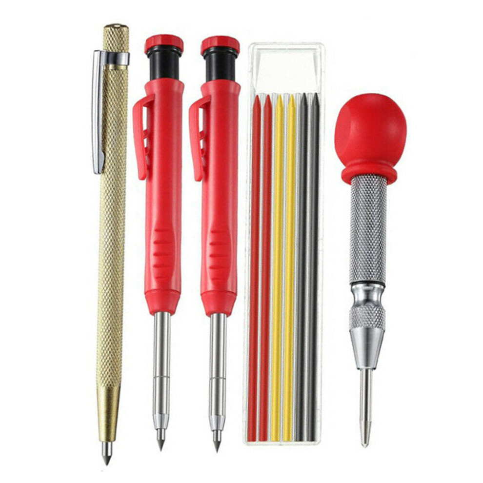 Deep Hole Solid Carpenter Pencil Marker Kit Woodworking Marking Mechanical Tool 7632472683486