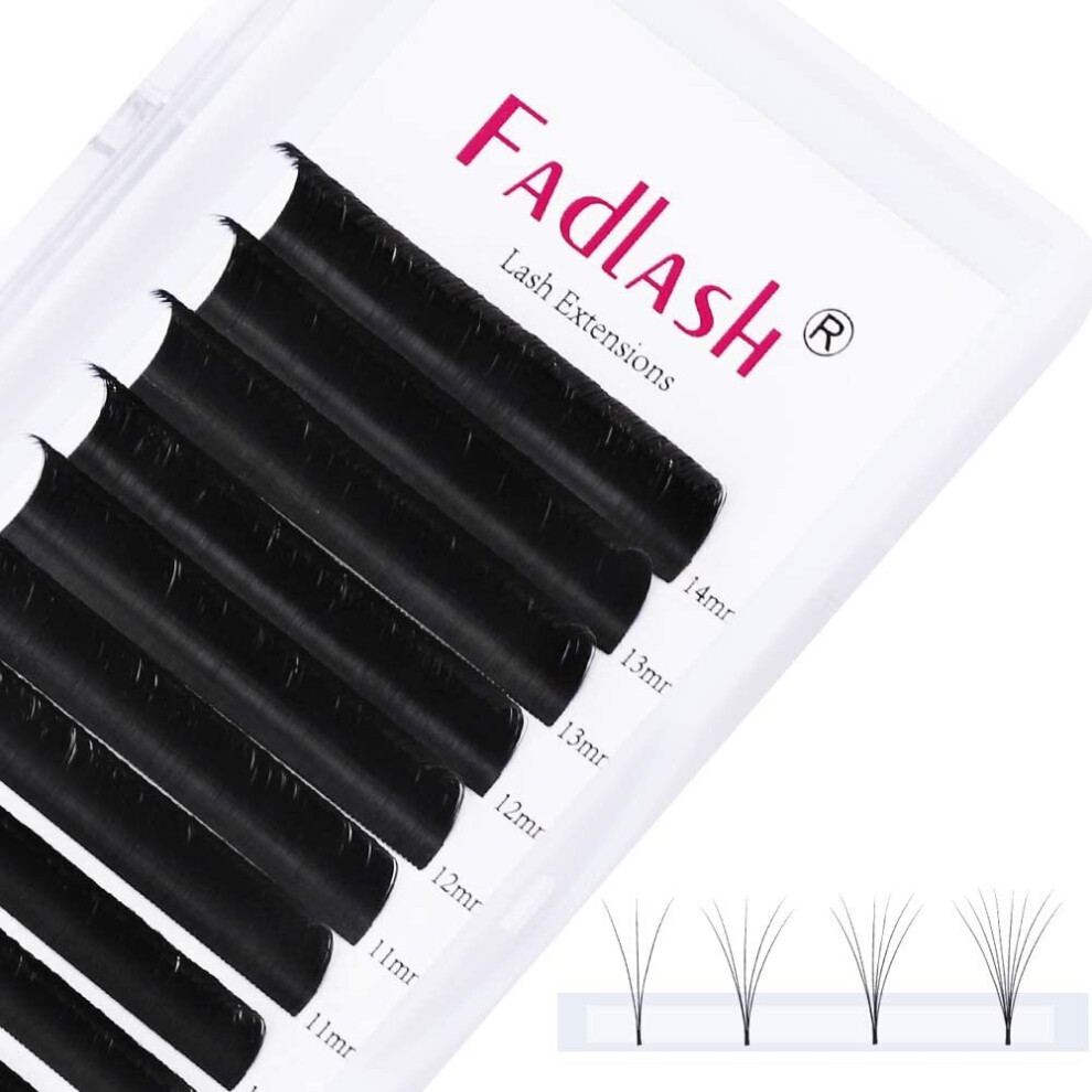 Fadlash Easy Fan Lashes 0.07 D Curl 8-14Mm Mixed Tray Easy Fan Russian Lashes Withstand 90Â Self Fanning Lashes Automatic Blooming Lashes Volume
