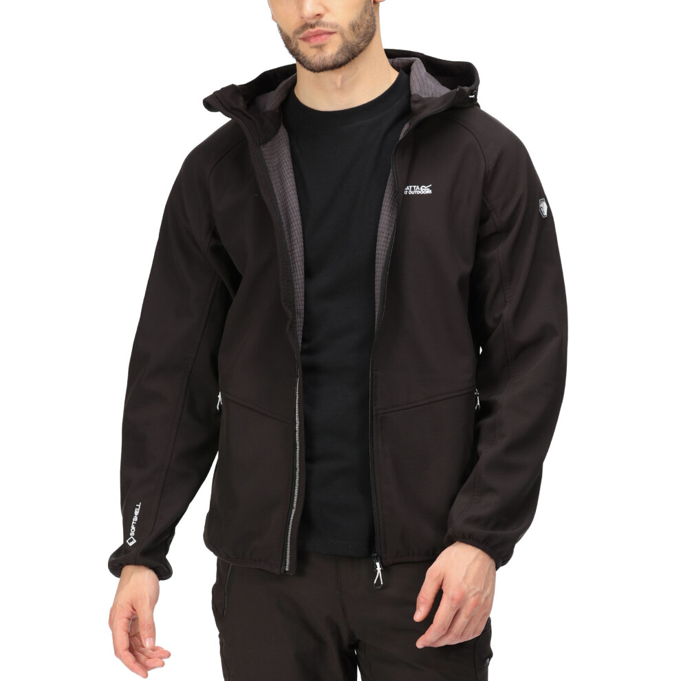 (3XL, Black) Regatta Mens Arec III Outdoor Hooded Walking  Softshell Jacket Coat