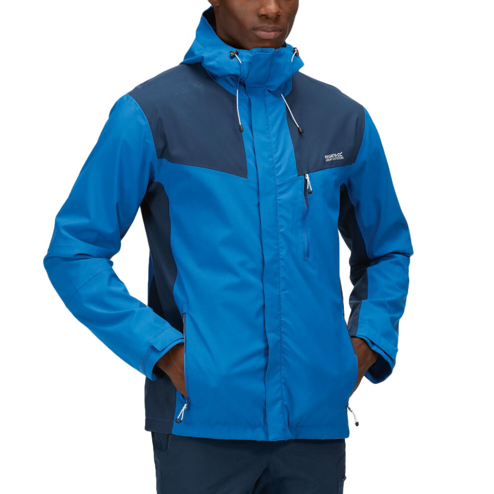 (S, Blue) Regatta Mens Birchdale Waterproof Hooded Outdoor Walking Hiking Jacket Coat