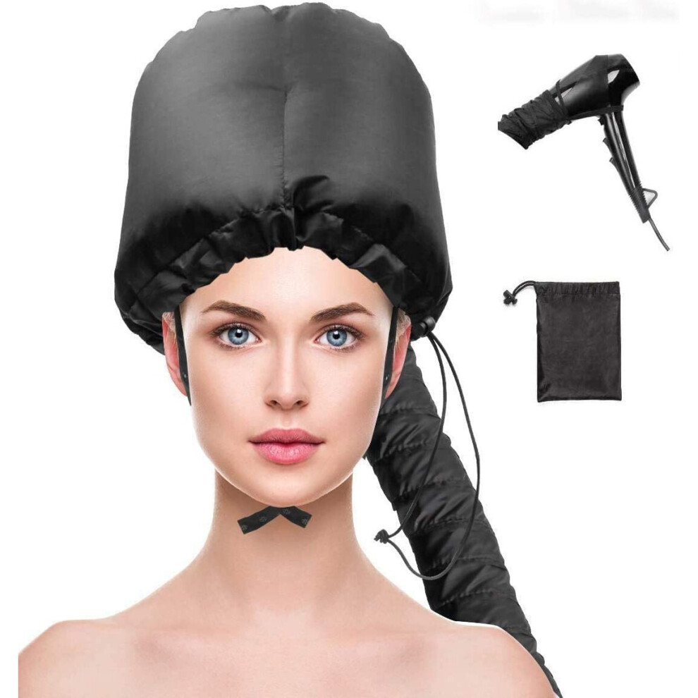 Upgraded Hair Dryer Bonnet Attachment, Adjustable Bonnet Hood Hair Dryer Hat for Hand Held Hair Dryer, Hooded Hair Dryer Cap with Stretchable Grip and