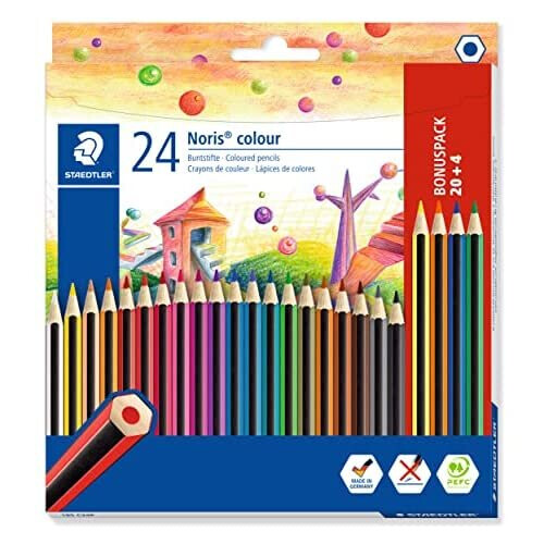 Staedtler STAEDTLER 185 C24P Noris colour colouring pencils in assorted colours, pack of 20 plus 4 FREE pencils