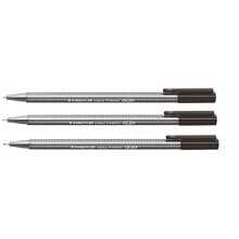 Staedtler Black 0.3mm Triplus Fineliner Fine Line Pens Superfine Dry Safe & Washes Out Of Most Textiles (Pack of 3)