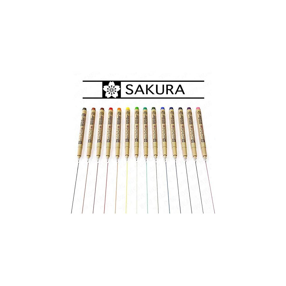 Sakura Pigma Micron Colour Fineliners Set Of 14 (0.45Mm) - Archival Pigment Ink, Non-Bleed, Xsdk05-0.45Mm