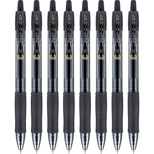 Pilot Pilot G2 Premium Gel Roller Pens, Feinpunkt 0,7 mm, Schwarz, 8er Pack