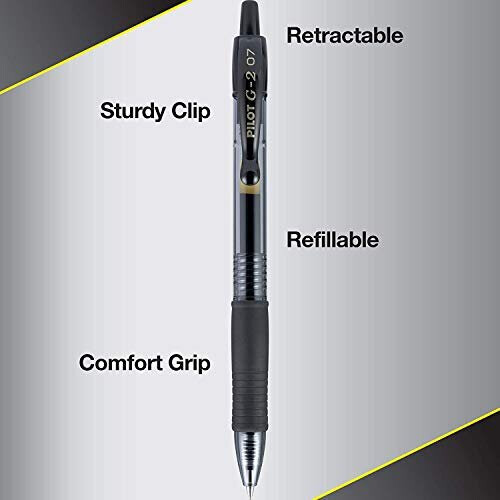 Pilot Pilot G2 Premium Gel Roller Pens, Feinpunkt 0,7 mm, Schwarz, 8er Pack 2