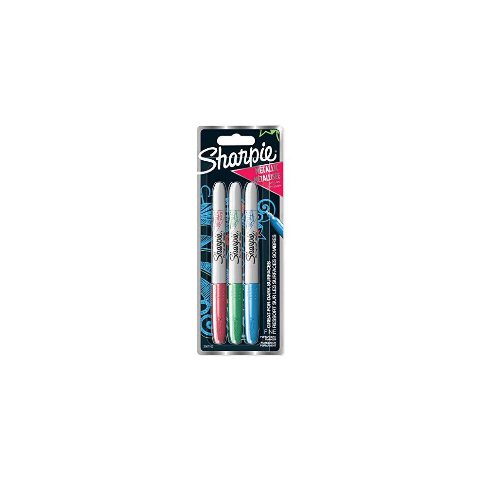 Sharpie Metallic Permanent Markers | Fine Point | Assorted Colours | 3 Count