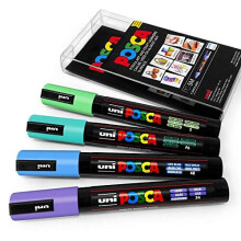 Uni POSCA - PC-5M Art Paint Markers - Set of 4 - in Plastic Wallet - Cool Pastel