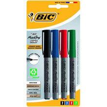 BIC Marking Fine ECOlutions Permanent Markers with Fine Conical Tip  Assorted Colours, Blister Pack of 4