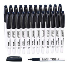 Black Permanent Markers, Shuttle Art 24 Pack Fine Point Permanent Marker Pens Set, Perfect on Plastic, Wood, Stone, Metal and Glass for Doodling,