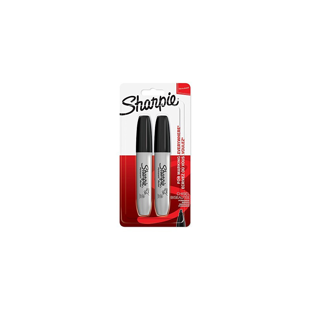 Sharpie Permanent Marker Chisel Tip Black (Pack 2) - 1986195