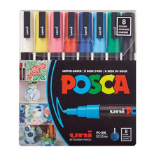 uni-ball Uni Posca PC3M/8 8-Piece Paint Marker Pen Set Assorted Pigmentation Ink Fine Tip