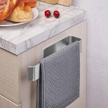 JS Towel Holder Self Adhesive Hand Towel Ring Stainless Steel 25cm/9.8inch Tea Towel Holders Wall Mounted Hand Towel Rails for Kitchen Bathroom