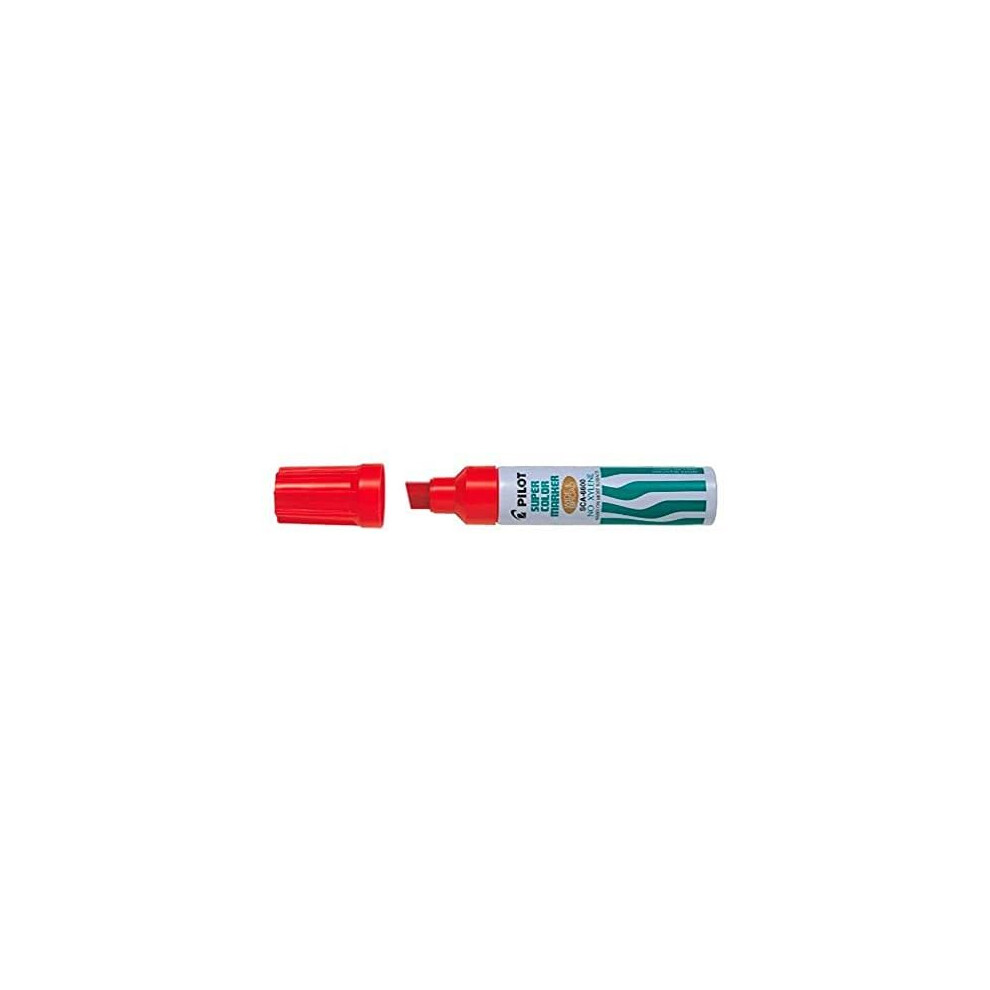 Pilot Supercolour Wide and Broad Permanent Marker Chisel 3.0 mm Tip - Red, Single Pen