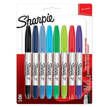 Sharpie Twin Tip Permanent Markers | Fine & Ultra-Fine Points | Assorted Colours | 8 Count