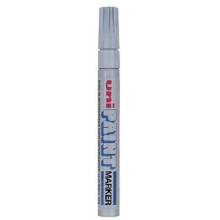 Uni Coloured Medium (2.2-2.8mm) PX-20 Silver Oil Paint Marker Pen Metal Glass Wood Plastic Stone Outdoor Bullet Nib Tip (Pack Of 1)