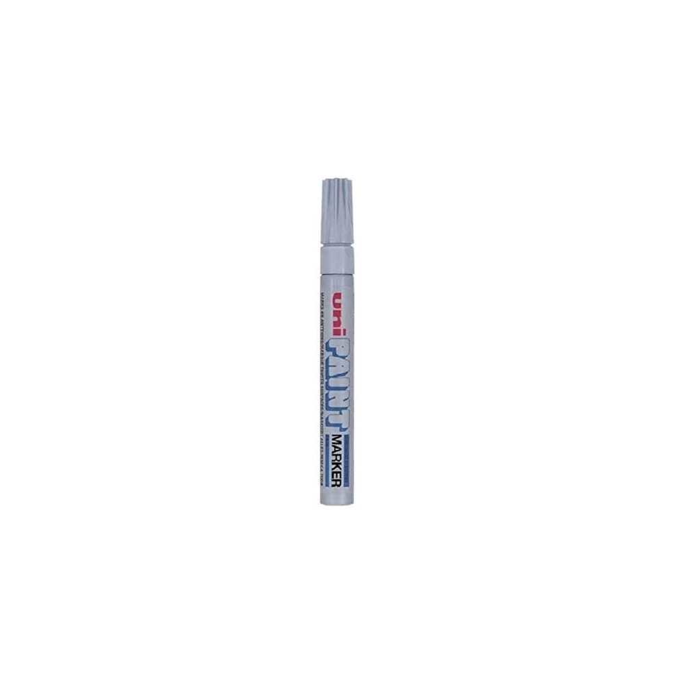 Uni Coloured Medium (2.2-2.8mm) PX-20 Silver Oil Paint Marker Pen Metal Glass Wood Plastic Stone Outdoor Bullet Nib Tip (Pack Of 1)