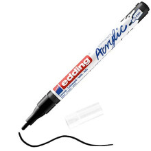 edding 5300 akrylmarkr fin - svart - 1 vattenfast akrylfrgsmarkr - fin rund spets 1-2mm - akrylfrgspenna fr att rita p canvas konstpapper o