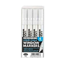 4PC LIQUID CHALK WINDOW MARKERS - PENS GLASS CHALK BOARDS MENU DISPLAY SIGN WIPE
