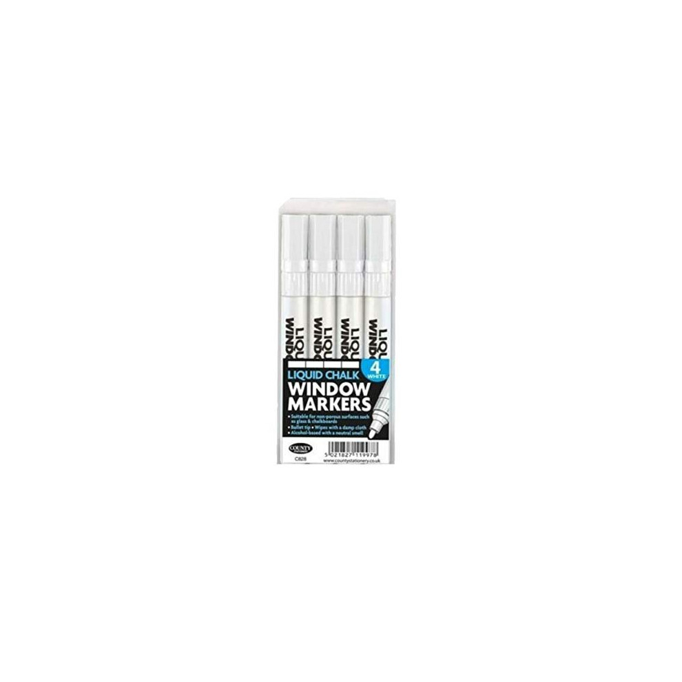 4PC LIQUID CHALK WINDOW MARKERS - PENS GLASS CHALK BOARDS MENU DISPLAY SIGN WIPE
