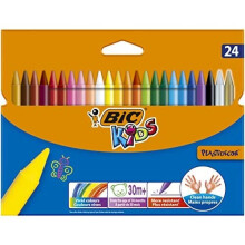 BIC Kids Plastidecor Colouring Crayons, Crayons for Drawing and Crafts, Assorted Colours, Pack Of 24