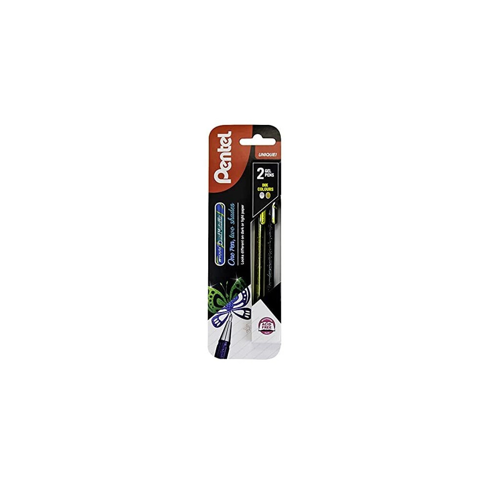 Pentel Hybrid Dual Metallic Gel Pens Gold & Silver Twin Pack Sparkle Iridescent - Image 4