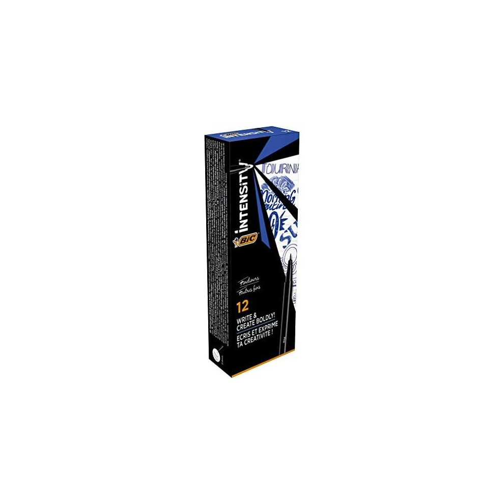 BIC Intensity Fine Tip Tip Tip Marker Pen Ink Based Writing 0.4mm (Pack of 12) 12 Blue