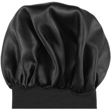 Milisten satin bonnet Sleep Cap Elastic Wide Band Hat Night Sleeping Head Cover for Good Sleeping - black