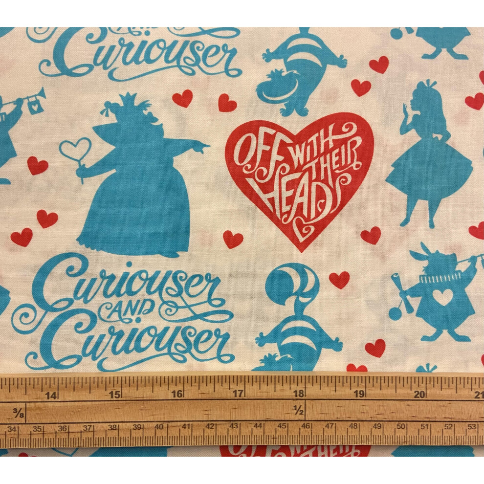 Camelot Fabrics Fat Quarter: Alice In Wonderland - Curiouser And Curiouser 100% Cotton Quilting Fabric By Camelot Multicoloured