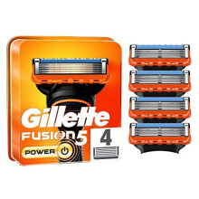 Gillette Fusion5 Power Razor Blades Men, Pack of 4 Razor Blade Refills with Precision Trimmer, 5 Anti-Friction Blades, Suitable for Mailbox