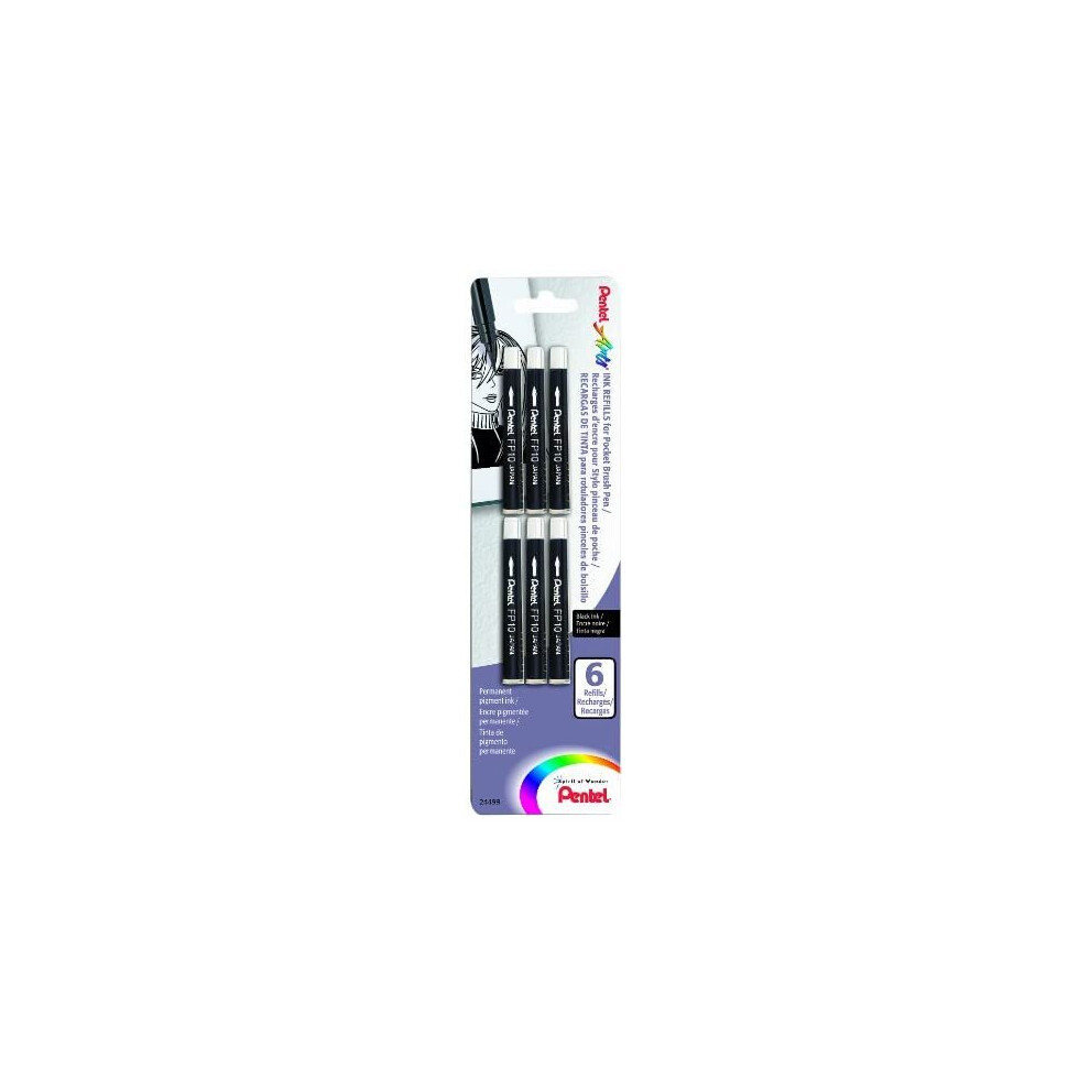 Pentel Ink Pocket Brush Pen Refills 6 Kg Black