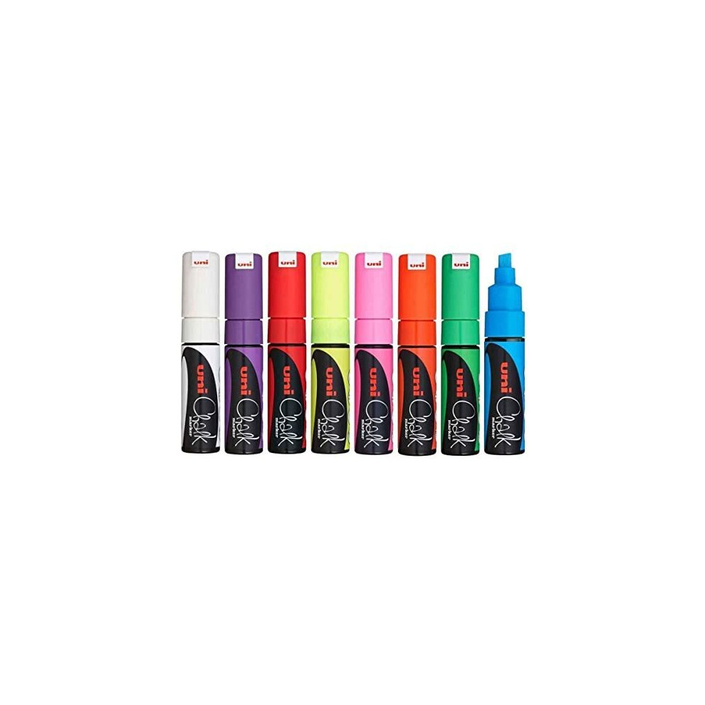 Uni-Ball Uni Assorted Colour Chisel Nib Tip (8Mm) Liquid Chalk Marker Pen Colour Whiteboard Blackboard Chalkboard Menu Glass Windows Wet Wipe Non Permanen
