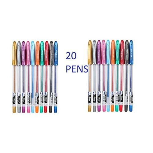 Glitter Gel Pens, Sparkle Shine - Pack of 10 Assorted Colors LINC (Pack of 20 Pens)