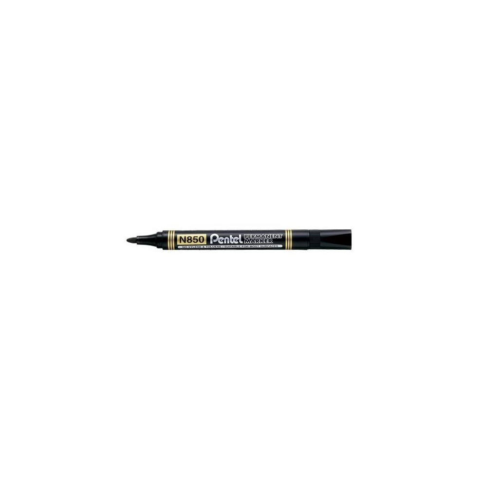 Pentel 10 X N850 Permanent Marker Pens Bullet Point Black Ink