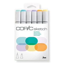 Marcatore da disegno - COPIC - Kit di 6 - Colori Pastelli Chiari - Opaco - Indelebile