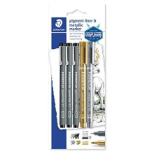 5er-Pack Staedtler Pigment Liner und Metallic Marker Farb- und Spitzenauswahl