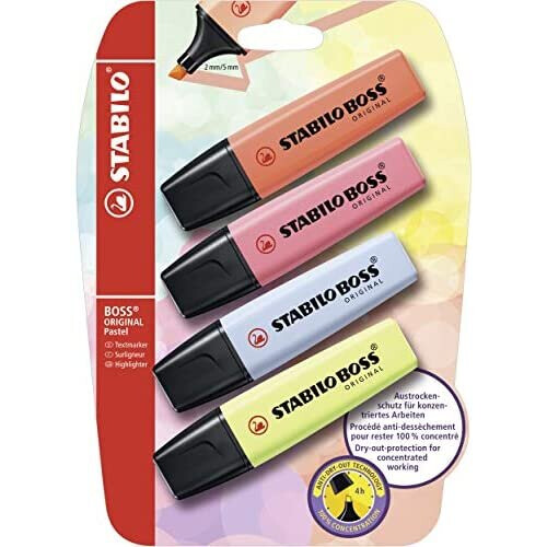 Highlighter - STABILO BOSS Pastel 4 Assorted Colours