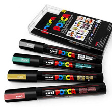 Uni POSCA - PC-5M Art Paint Markers - Set of 4 - in Plastic Wallet - Autumn Metallic