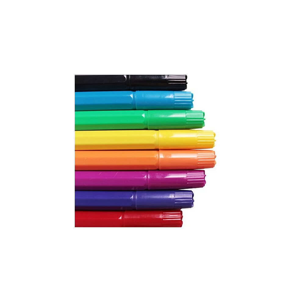 16x Chunky Jumbo Fibre Pens - Thick, Easy Grip Colourful Kids Felt Tip Markers