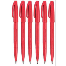 Pentel Red Original Sign Pen S520 Fibre Tip Marker Pens Colour Fineliner 2mm Nib 1mm Line Width (Pack of 6)