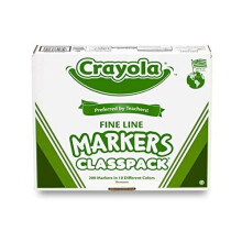 Crayola 58-8210 Pack of 200 Markers Black, Brown, Green, Grey, Orange, Pink, Red, Purple, Yellow