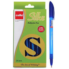 Cello Slike Ballpoint Pen Fine Point Stick Ball Pen - (0.7 mm) Biros Pack of 20 Blue Pens