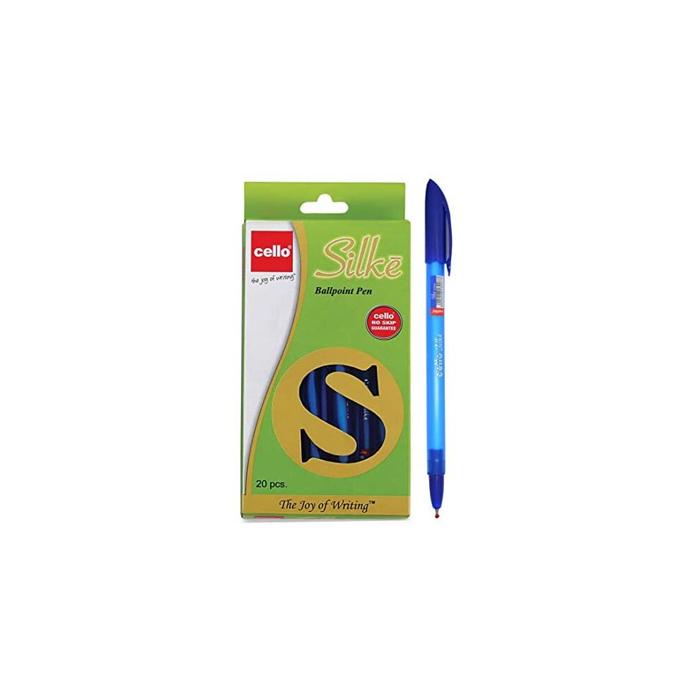 Cello Slike Ballpoint Pen Fine Point Stick Ball Pen - (0.7 Mm) Biros Pack Of 20 Blue Pens