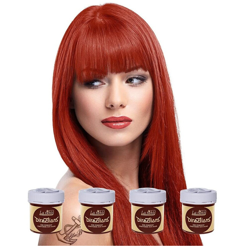 La Riche Directions 4 X Semi-Perm Hair Colour Flame 4X 88Ml