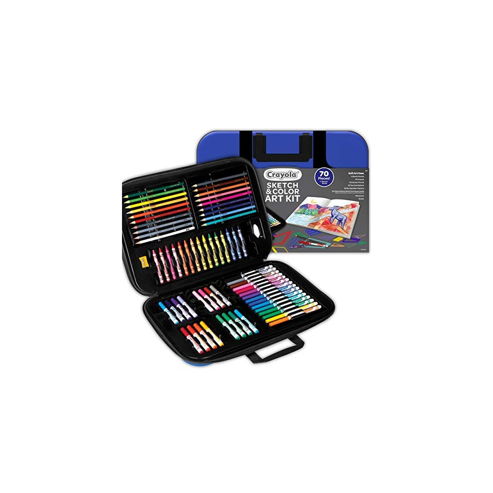 Crayola Coloring and Sketching Set, 70pcs + Sketch Book, Gift for Kids, 8, 9, 10, 11