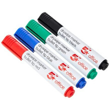 5 Star Drywipe Marker Xylene/Toluene-Free Bullet Tip 2mm Line Assorted [Pack of 4]