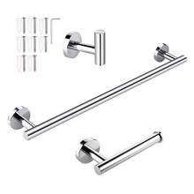 JIZZU Stainless Steel Towel Bars Bathroom Accessories Set, Chrome Towel Rails Wall Mounted 50cm & hand towel holder & Towel Robe Hook with Screws
